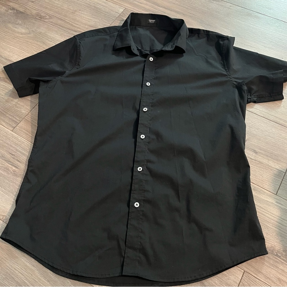 Black Casual Button Down Shirt with Classic Collar